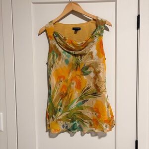 Spense - Floral Tank Top Cowl Neck - Multicolor